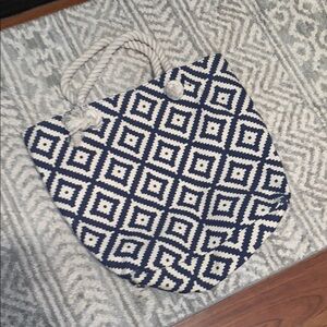 Summer & Rose Blue and White Geometric Tote